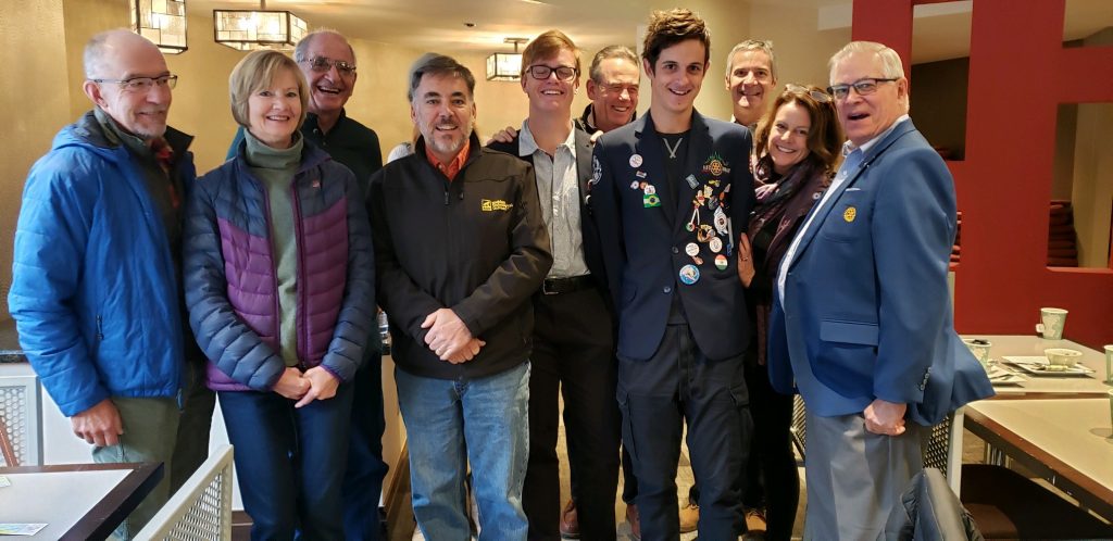 members of the club with District Governor David Wood and exchange student George Aklan from Budapestmembers of the club with District Governor David Wood and exchange student George Aklan from Budapest